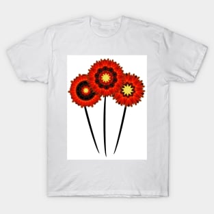 Poppies in red, yellow, black, modern design T-Shirt